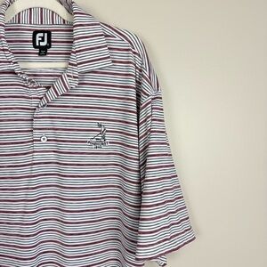 Pinehurst FootJoy Polo Mens XXL Red White Black Stripe Golf Short Sleeve Sports